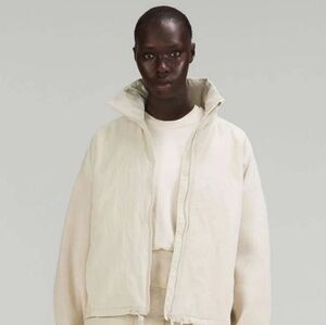 Lululemon Water-Repellent Full-Zip Sweater, Natural Ivory, Size L.
